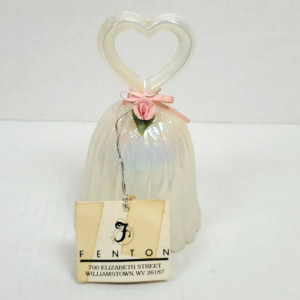 Vintage Fenton Pearly Sentiments Ceramic Bell Made USA Collectible Decor